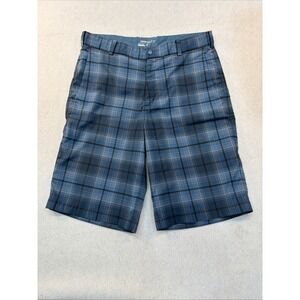 Nike Golf Tour Performance Blue Plaid Dri-Fit Retro Sportswear Shorts size 32